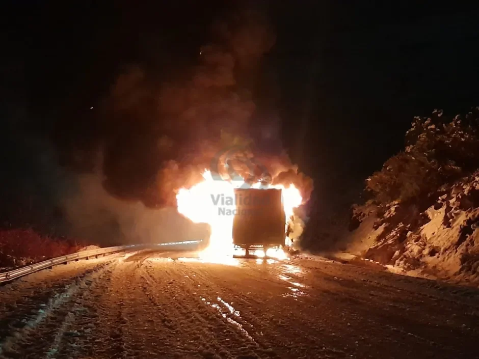 Camión se incendia en la Ruta 237, generando caos en el tráfico de la zona