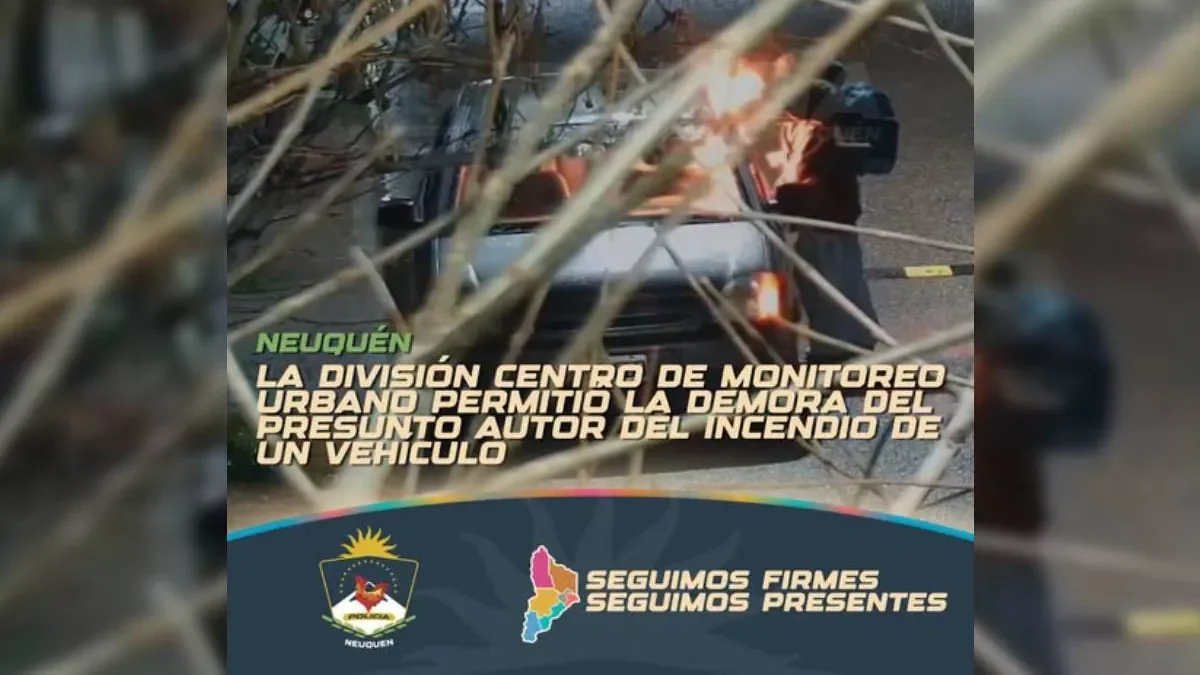 Detienen a un sospechoso tras incendio de camioneta en el centro de Zapala