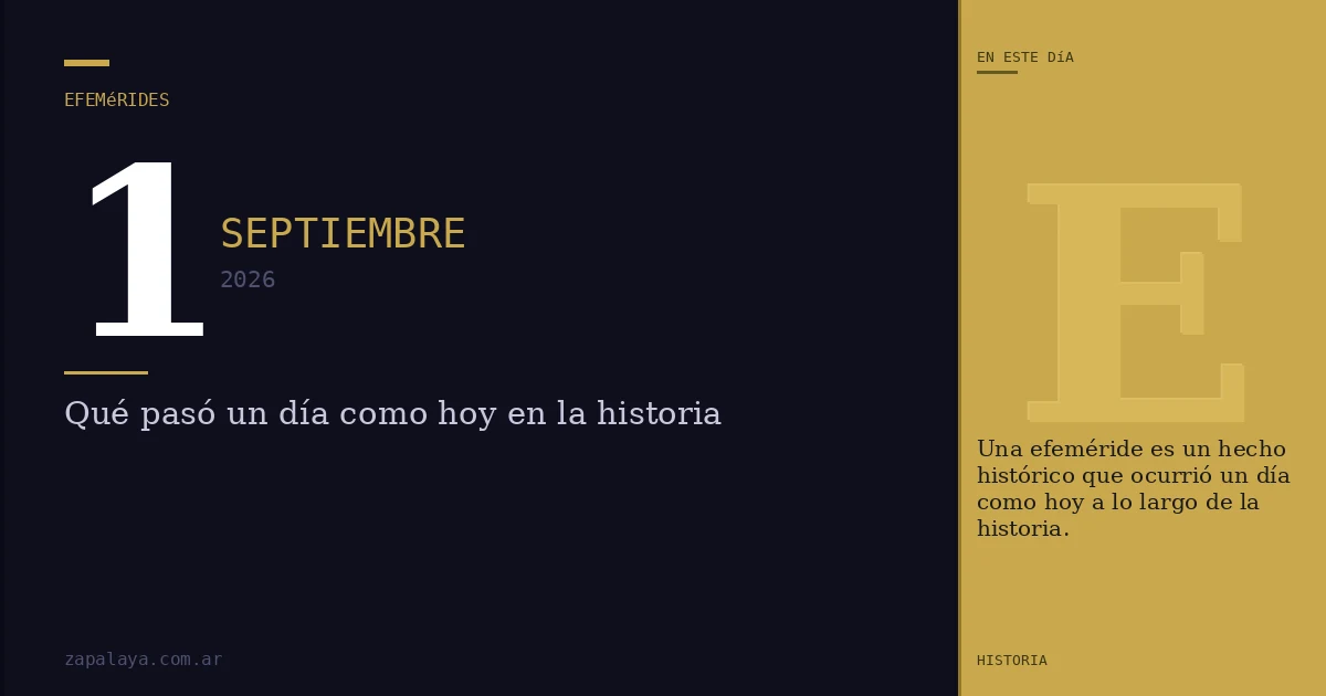 Efemérides del 1 de septiembre de 2026: qué pasó un día como hoy y seguro no lo sabías