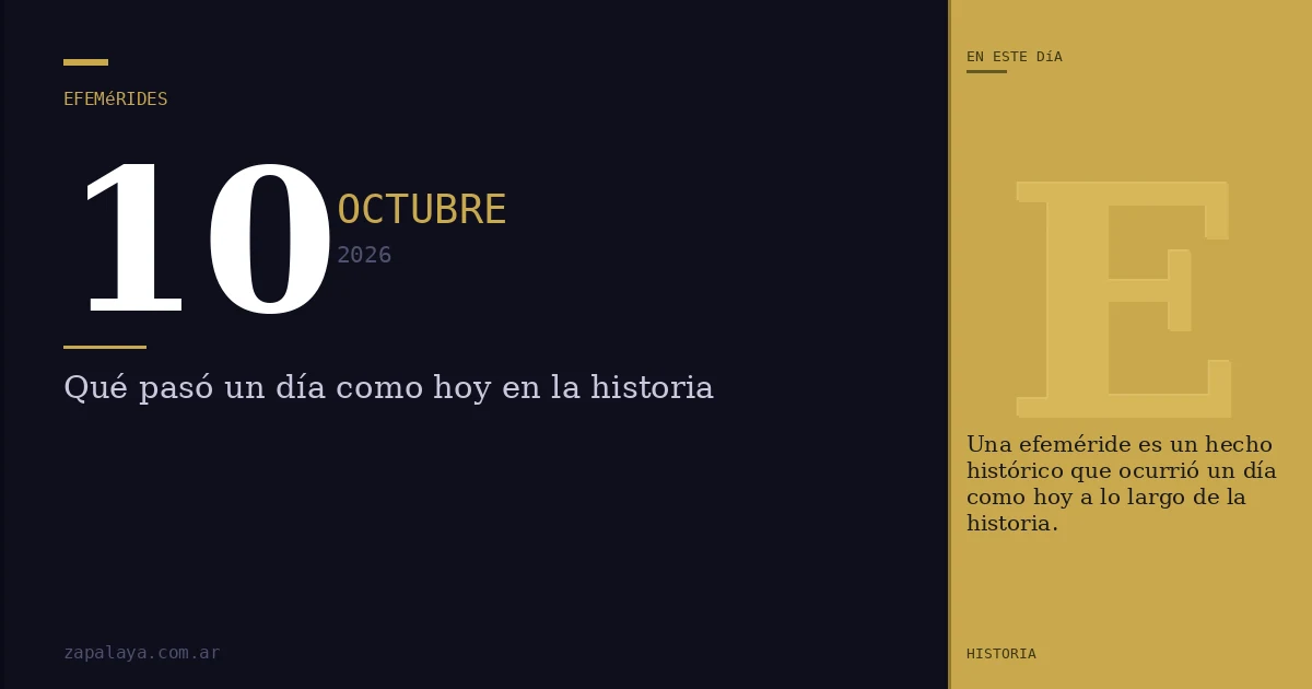 Efemérides del 10 de octubre de 2026: qué pasó un día como hoy y seguro no lo sabías