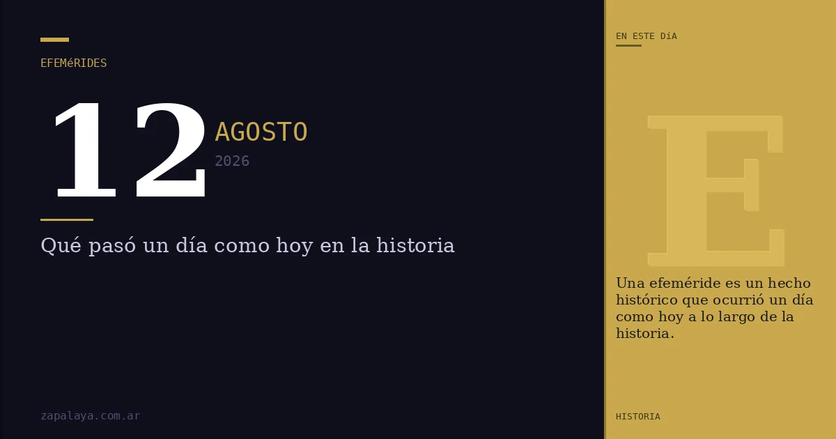 Efemérides del 12 de agosto de 2026: qué pasó un día como hoy y seguro no lo sabías