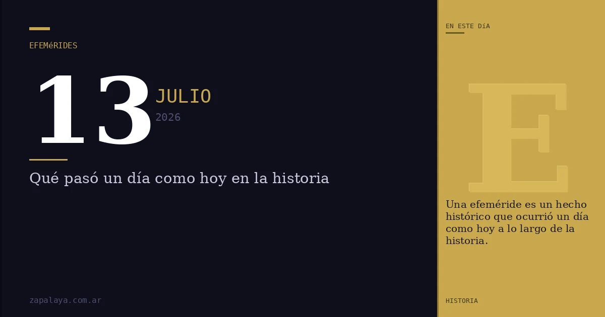 Efemérides del 13 de julio de 2026: qué pasó un día como hoy y seguro no lo sabías