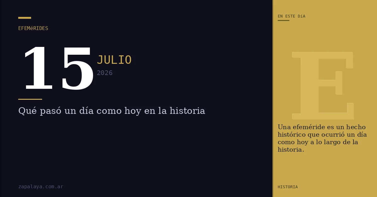 Efemérides del 15 de julio de 2026: qué pasó un día como hoy y seguro no lo sabías