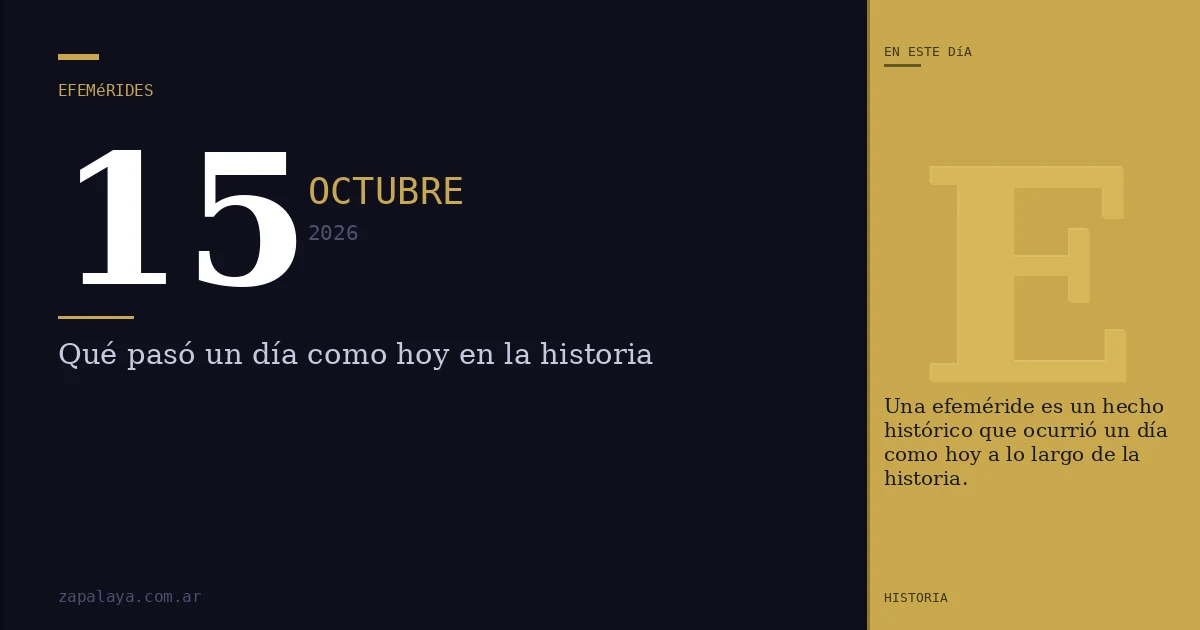 Efemérides del 15 de octubre de 2026: qué pasó un día como hoy y seguro no lo sabías