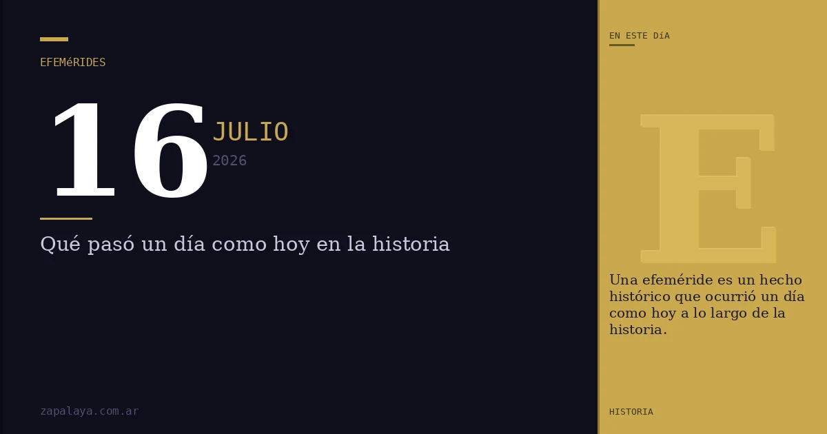 Efemérides del 16 de julio de 2026: qué pasó un día como hoy y seguro no lo sabías