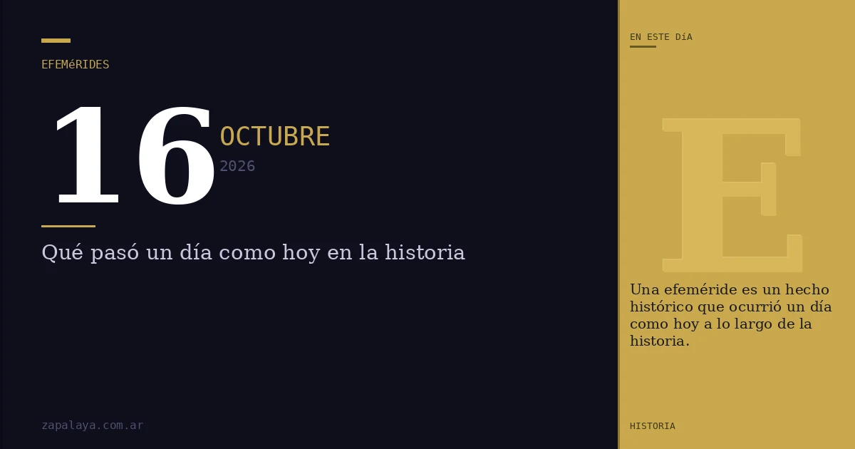Efemérides del 16 de octubre de 2026: qué pasó un día como hoy y seguro no lo sabías