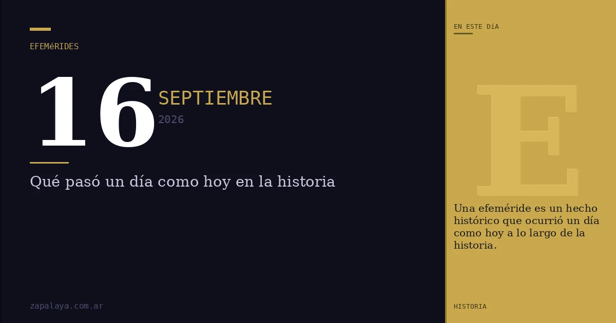 Efemérides del 16 de septiembre de 2026: qué pasó un día como hoy y seguro no lo sabías