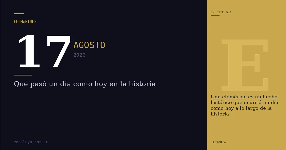 Efemérides del 17 de agosto de 2026: qué pasó un día como hoy y seguro no lo sabías