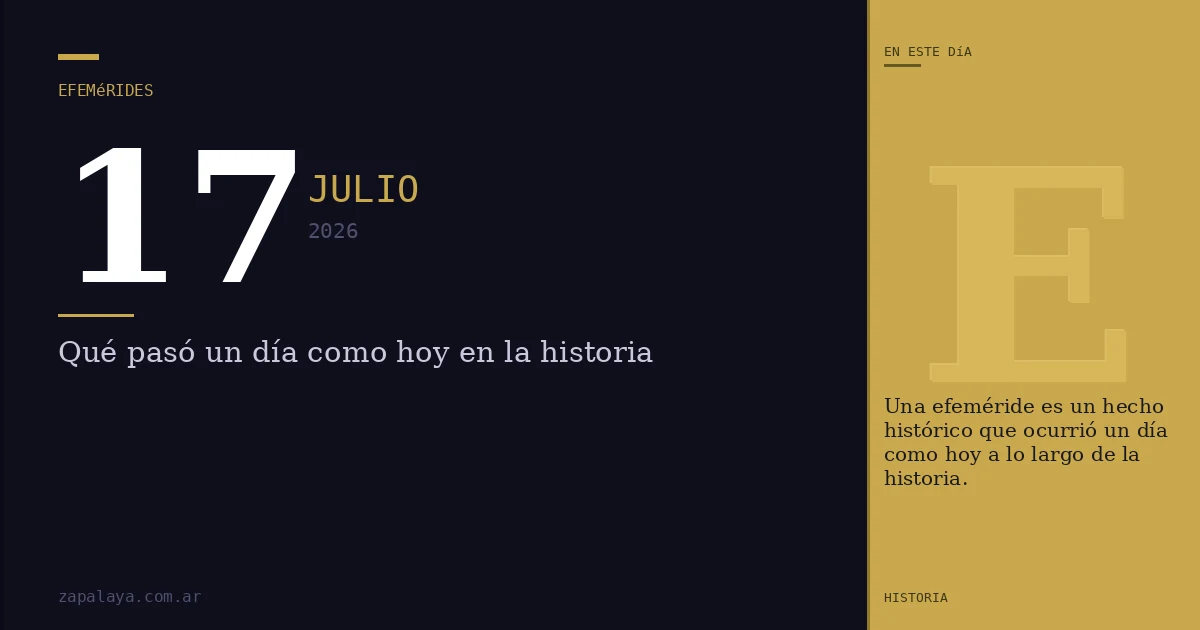 Efemérides del 17 de julio de 2026: qué pasó un día como hoy y seguro no lo sabías