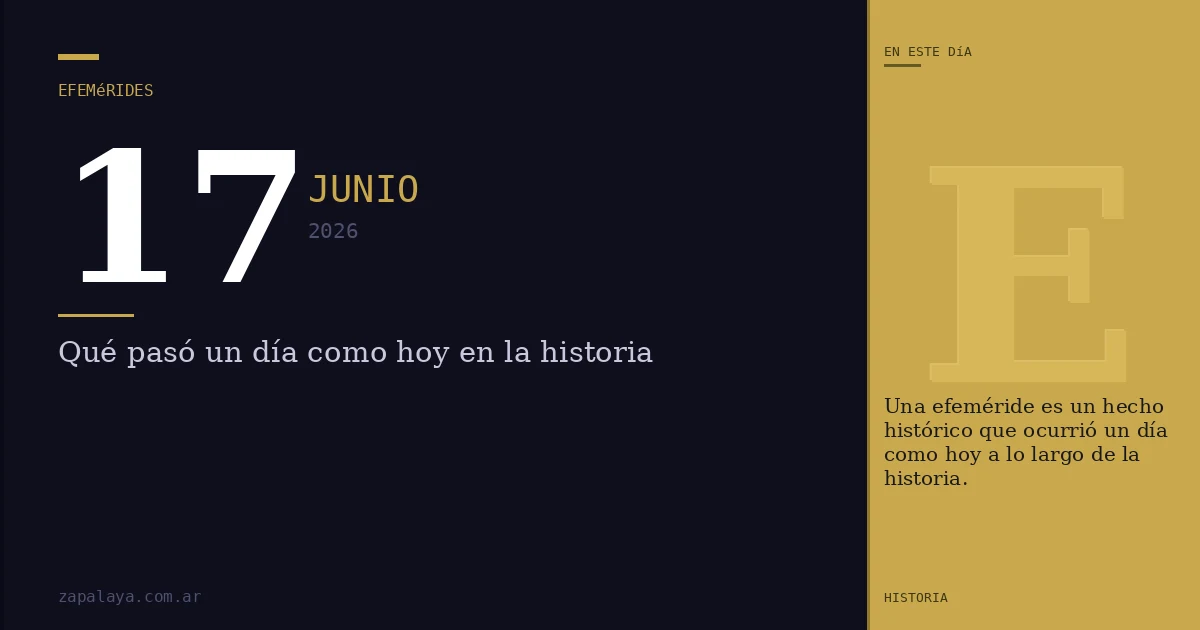 Efemérides del 17 de junio de 2026: qué pasó un día como hoy y seguro no lo sabías
