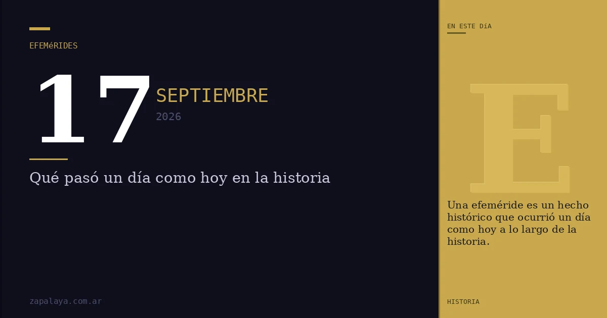 Efemérides del 17 de septiembre de 2026: qué pasó un día como hoy y seguro no lo sabías