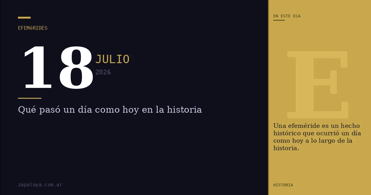 Efemérides del 18 de julio de 2026: qué pasó un día como hoy y seguro no lo sabías
