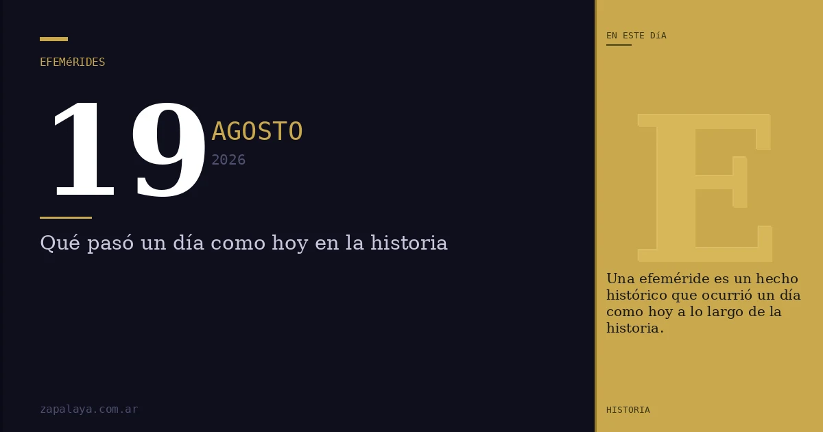 Efemérides del 19 de agosto de 2026: qué pasó un día como hoy y seguro no lo sabías