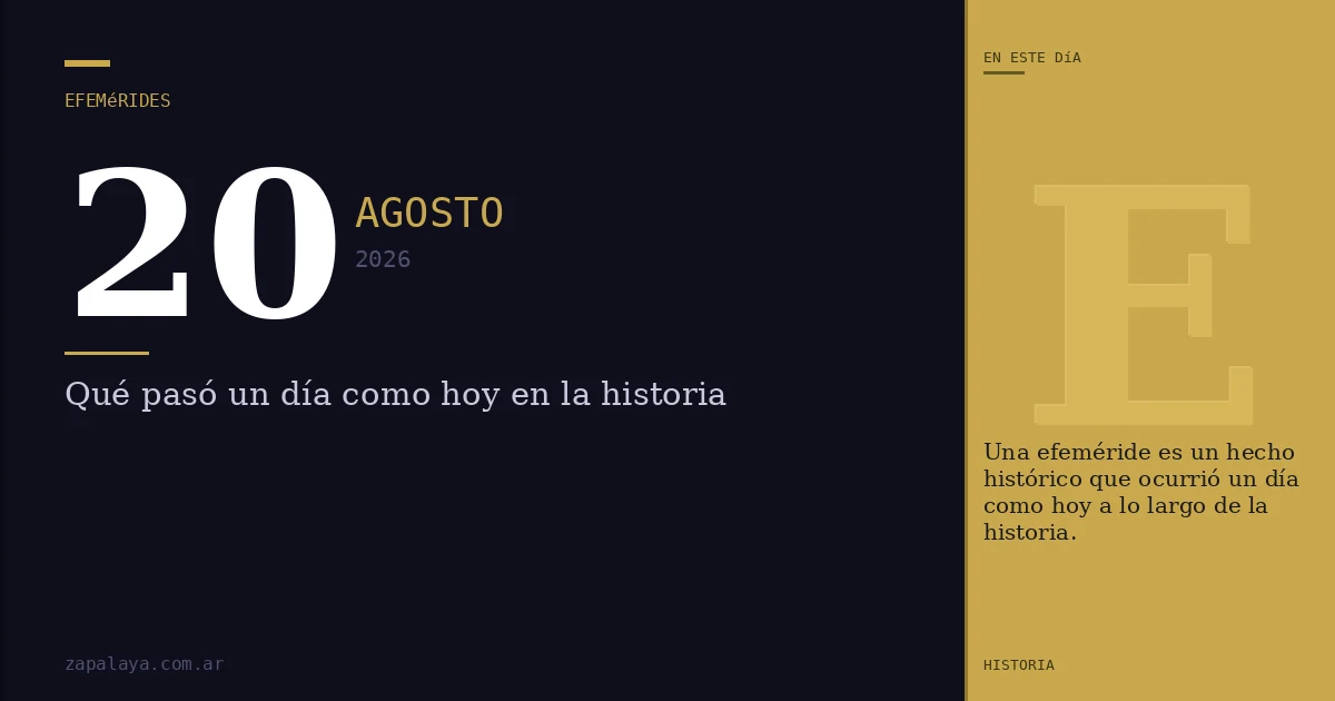 Efemérides del 20 de agosto de 2026: qué pasó un día como hoy y seguro no lo sabías