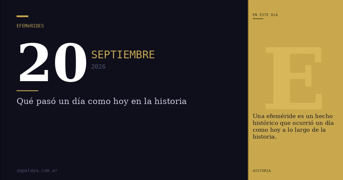 Efemérides del 20 de septiembre de 2026: qué pasó un día como hoy y seguro no lo sabías