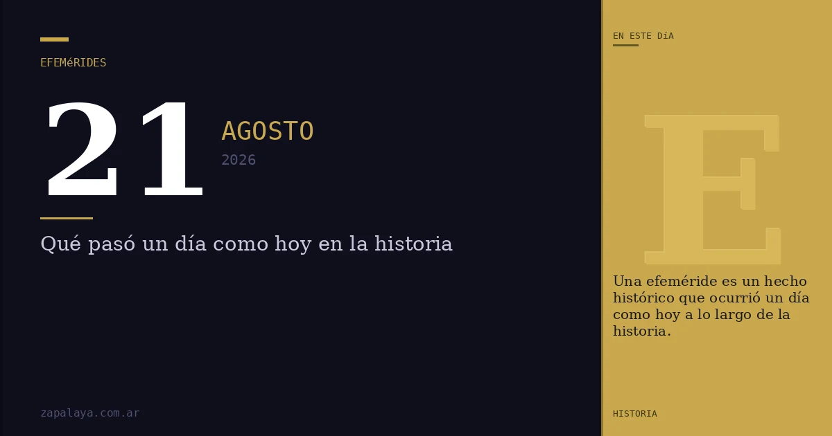 Efemérides del 21 de agosto de 2026: qué pasó un día como hoy y seguro no lo sabías