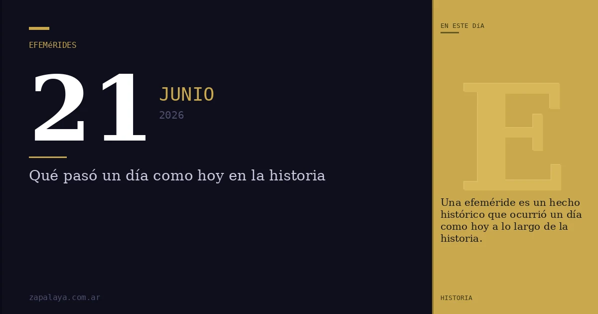 Efemérides del 21 de junio de 2026: qué pasó un día como hoy y seguro no lo sabías