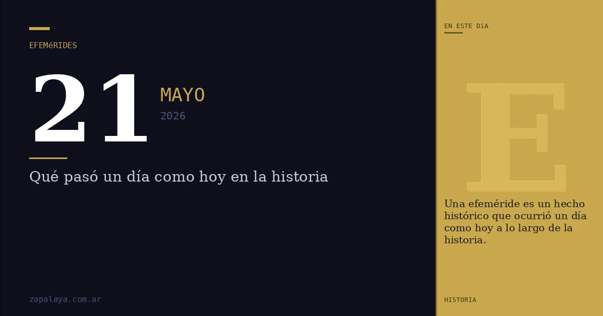 Efemérides del 21 de mayo de 2026: qué pasó un día como hoy y seguro no lo sabías