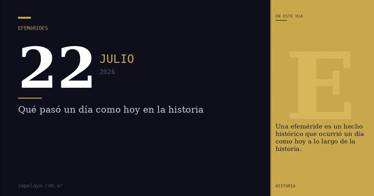 Efemérides del 22 de julio de 2026: qué pasó un día como hoy y seguro no lo sabías