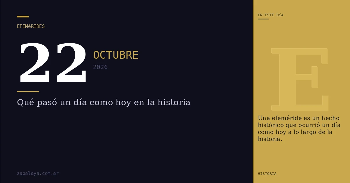 Efemérides del 22 de octubre de 2026: qué pasó un día como hoy y seguro no lo sabías