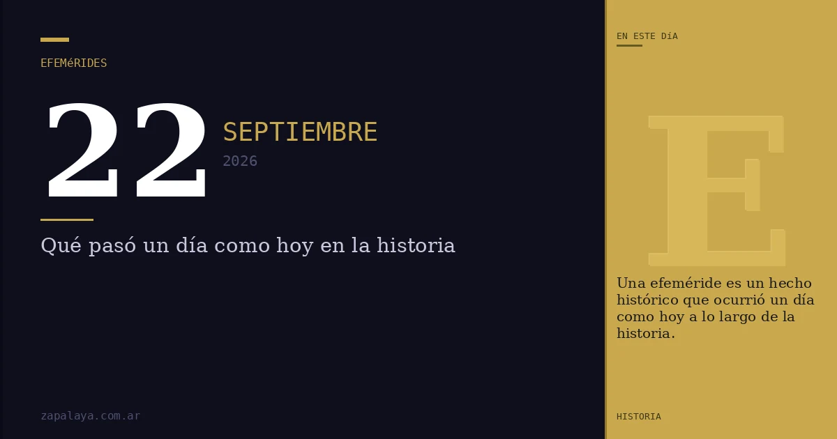Efemérides del 22 de septiembre de 2026: qué pasó un día como hoy y seguro no lo sabías