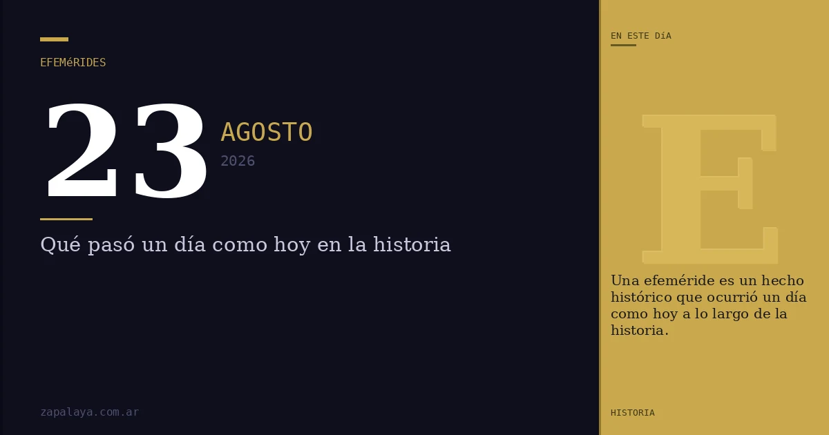 Efemérides del 23 de agosto de 2026: qué pasó un día como hoy y seguro no lo sabías
