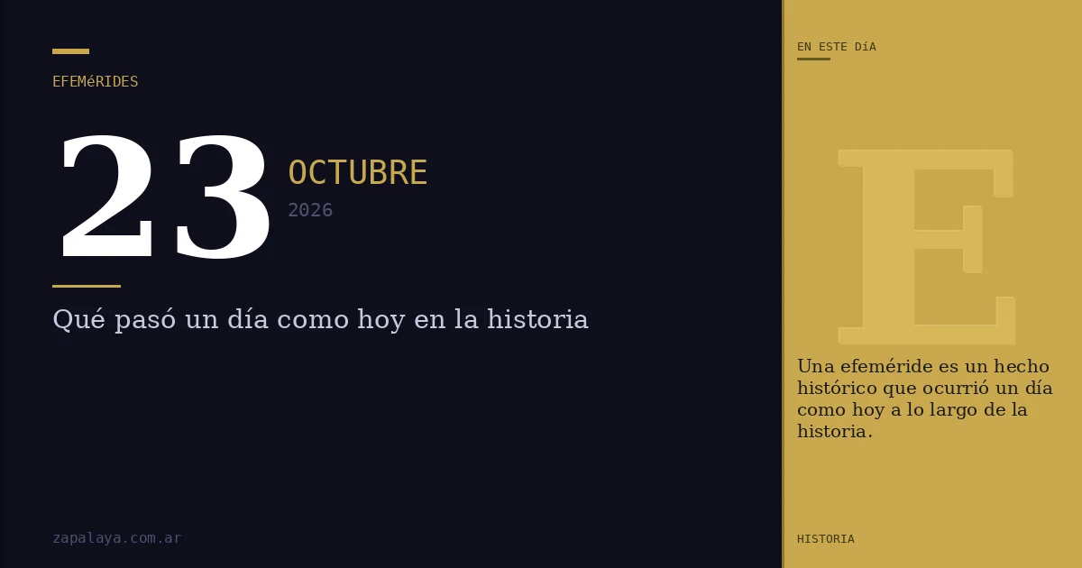 Efemérides del 23 de octubre de 2026: qué pasó un día como hoy y seguro no lo sabías