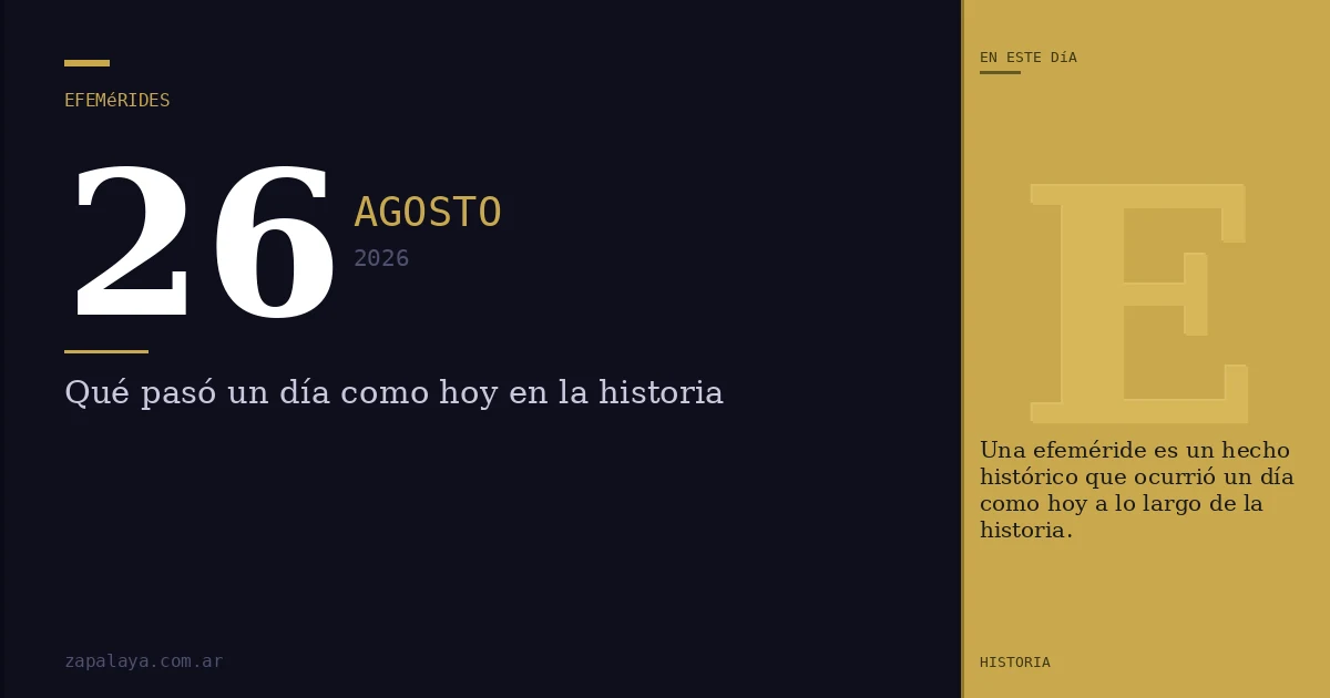 Efemérides del 26 de agosto de 2026: qué pasó un día como hoy y seguro no lo sabías