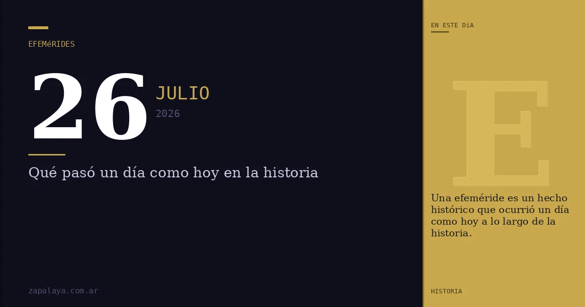 Efemérides del 26 de julio de 2026: qué pasó un día como hoy y seguro no lo sabías