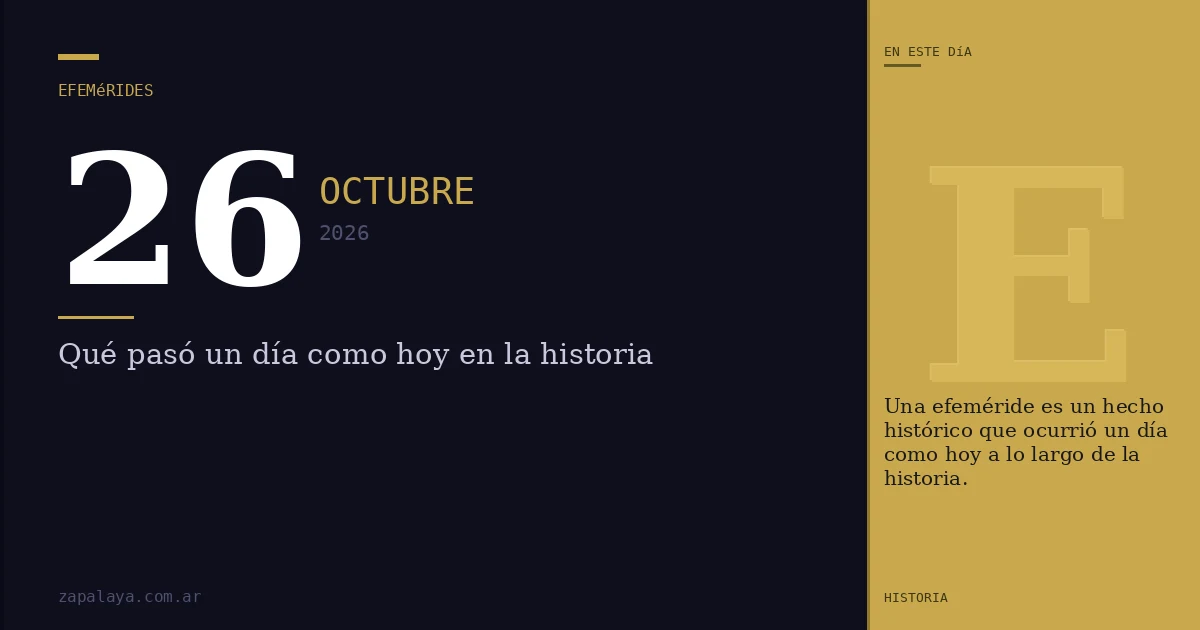 Efemérides del 26 de octubre de 2026: qué pasó un día como hoy y seguro no lo sabías
