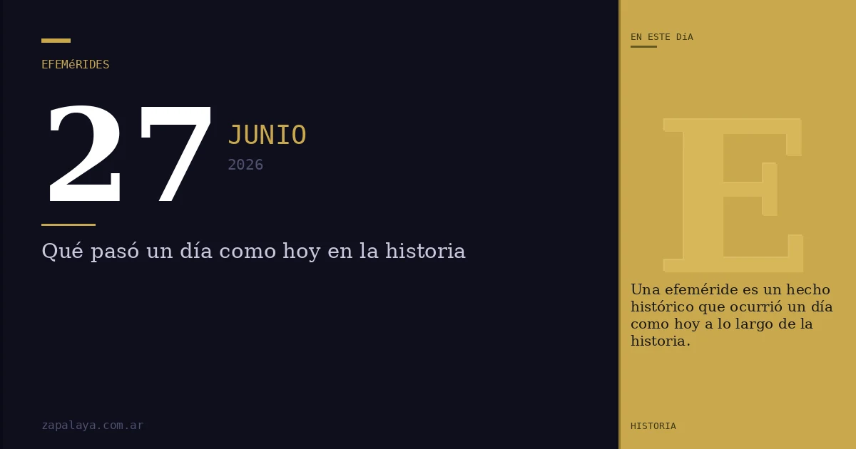 Efemérides del 27 de junio de 2026: qué pasó un día como hoy y seguro no lo sabías