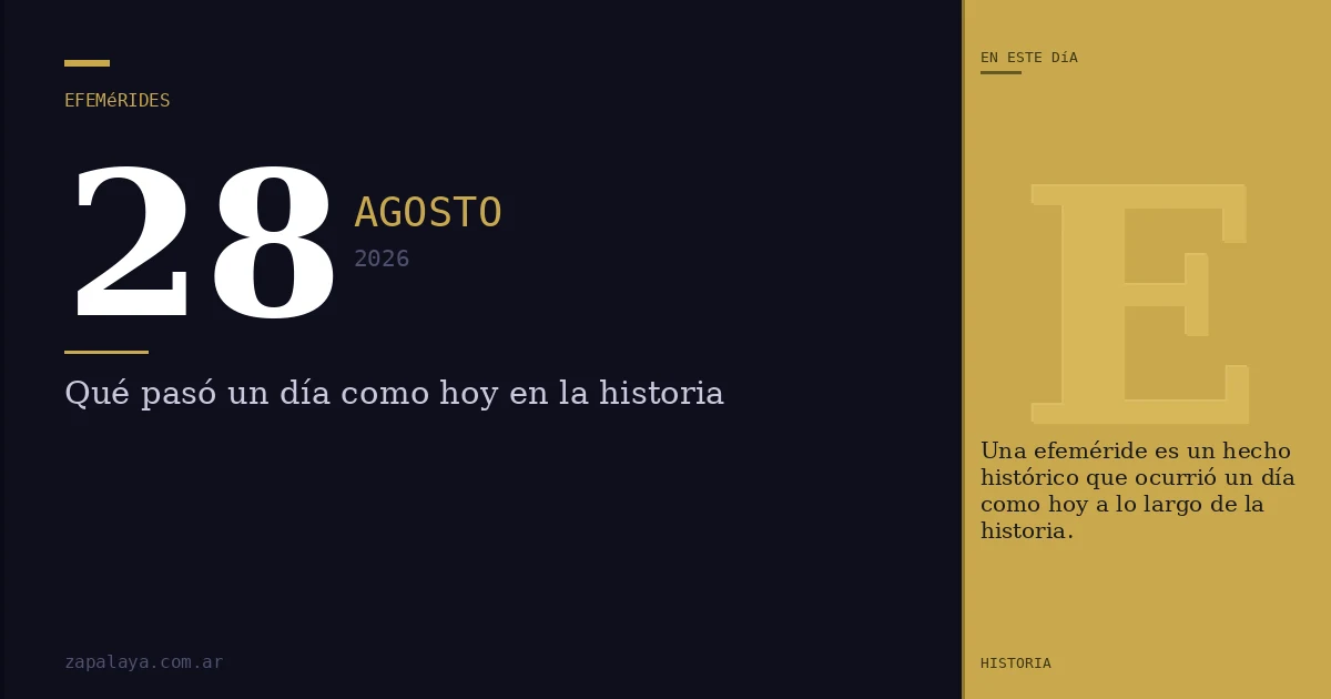 Efemérides del 28 de agosto de 2026: qué pasó un día como hoy y seguro no lo sabías