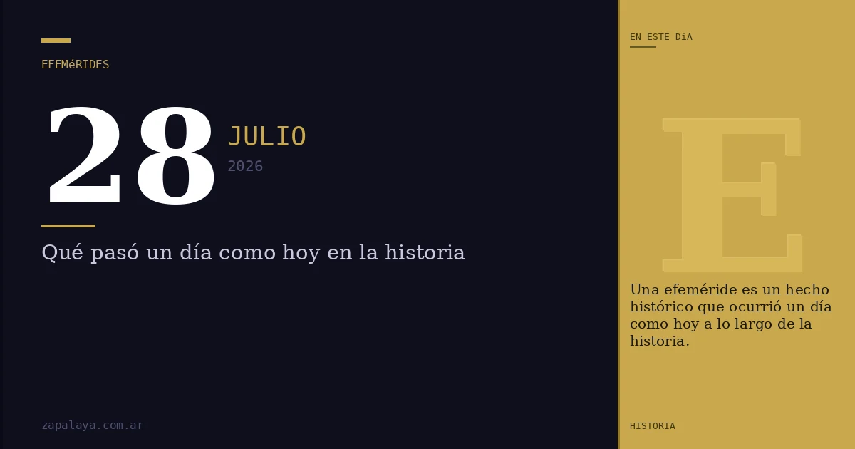 Efemérides del 28 de julio de 2026: qué pasó un día como hoy y seguro no lo sabías