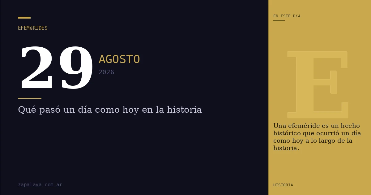 Efemérides del 29 de agosto de 2026: qué pasó un día como hoy y seguro no lo sabías