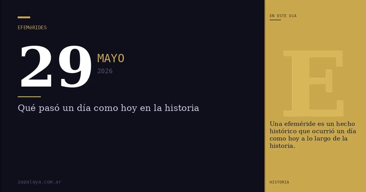 Efemérides del 29 de mayo de 2026: qué pasó un día como hoy y seguro no lo sabías