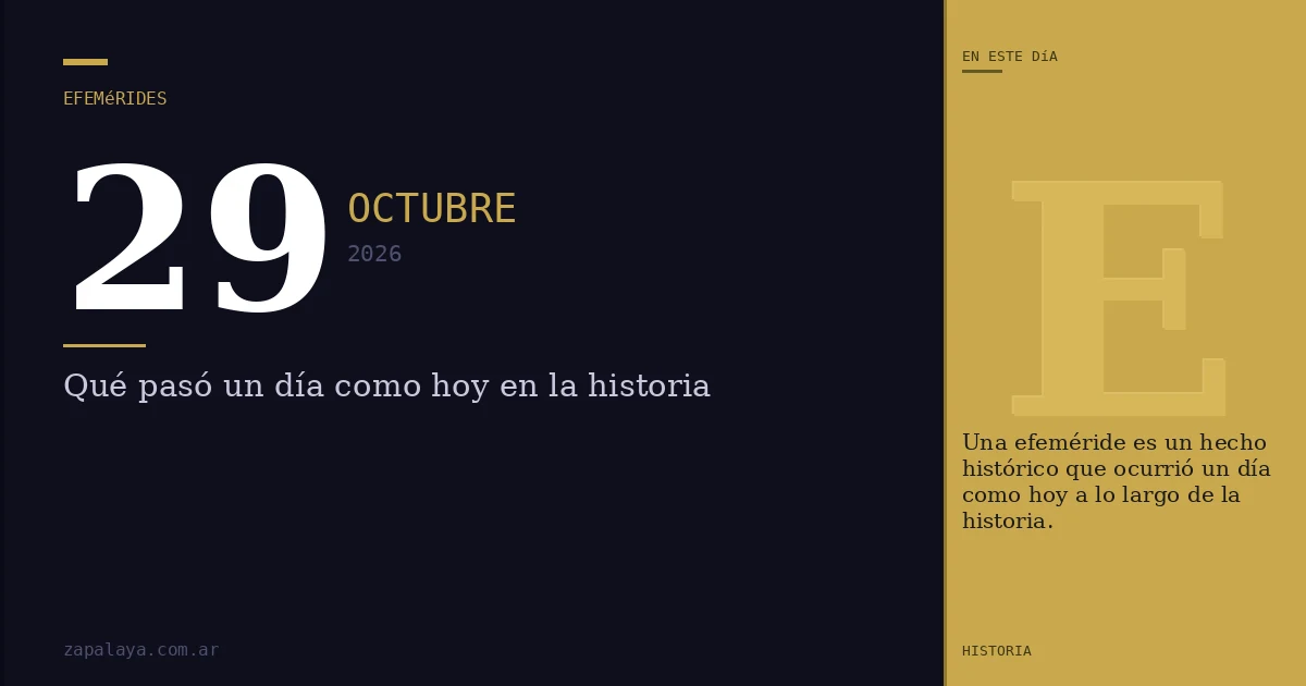 Efemérides del 29 de octubre de 2026: qué pasó un día como hoy y seguro no lo sabías