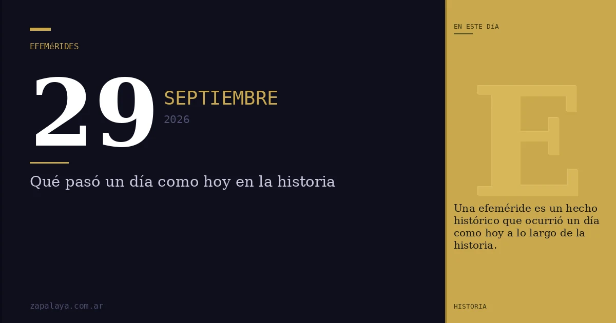 Efemérides del 29 de septiembre de 2026: qué pasó un día como hoy y seguro no lo sabías