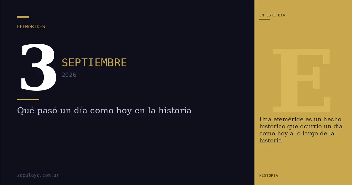 Efemérides del 3 de septiembre de 2026: qué pasó un día como hoy y seguro no lo sabías