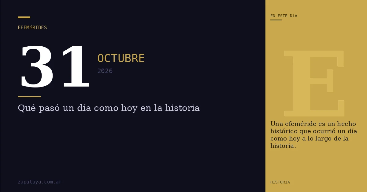 Efemérides del 31 de octubre de 2026: qué pasó un día como hoy y seguro no lo sabías