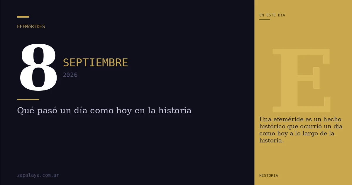Efemérides del 8 de septiembre de 2026: qué pasó un día como hoy y seguro no lo sabías