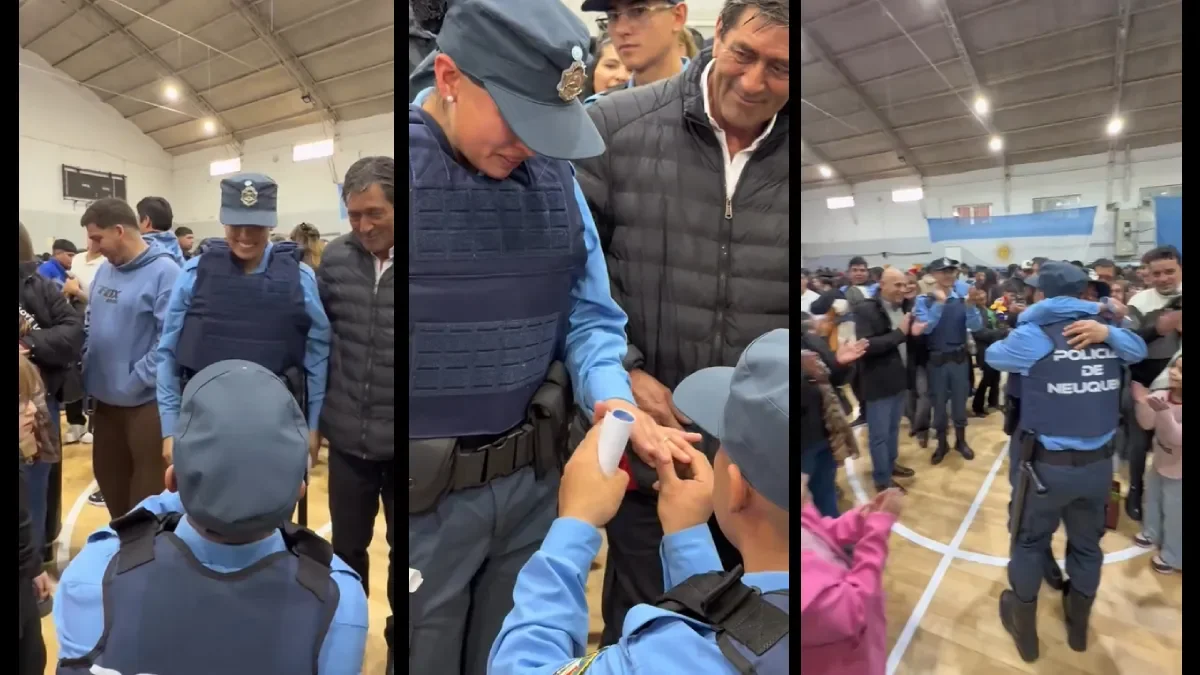 Emocionante propuesta de casamiento durante el egreso de nuevos policías en Neuquén