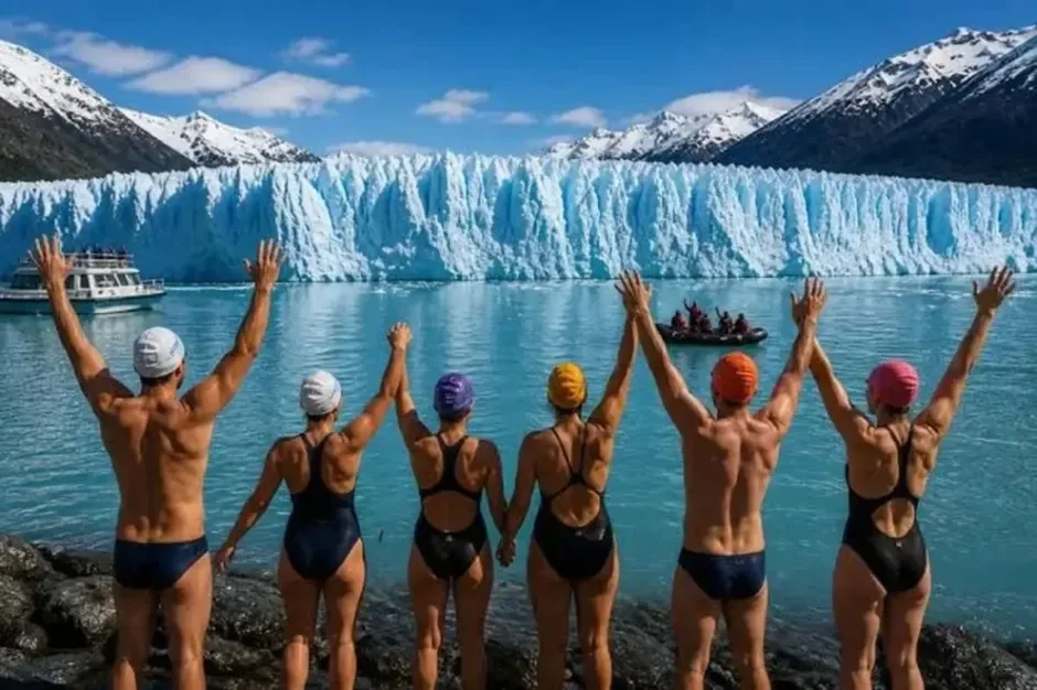 La Copa del Mundo de natación de invierno llega a la impresionante vista del Perito Moreno