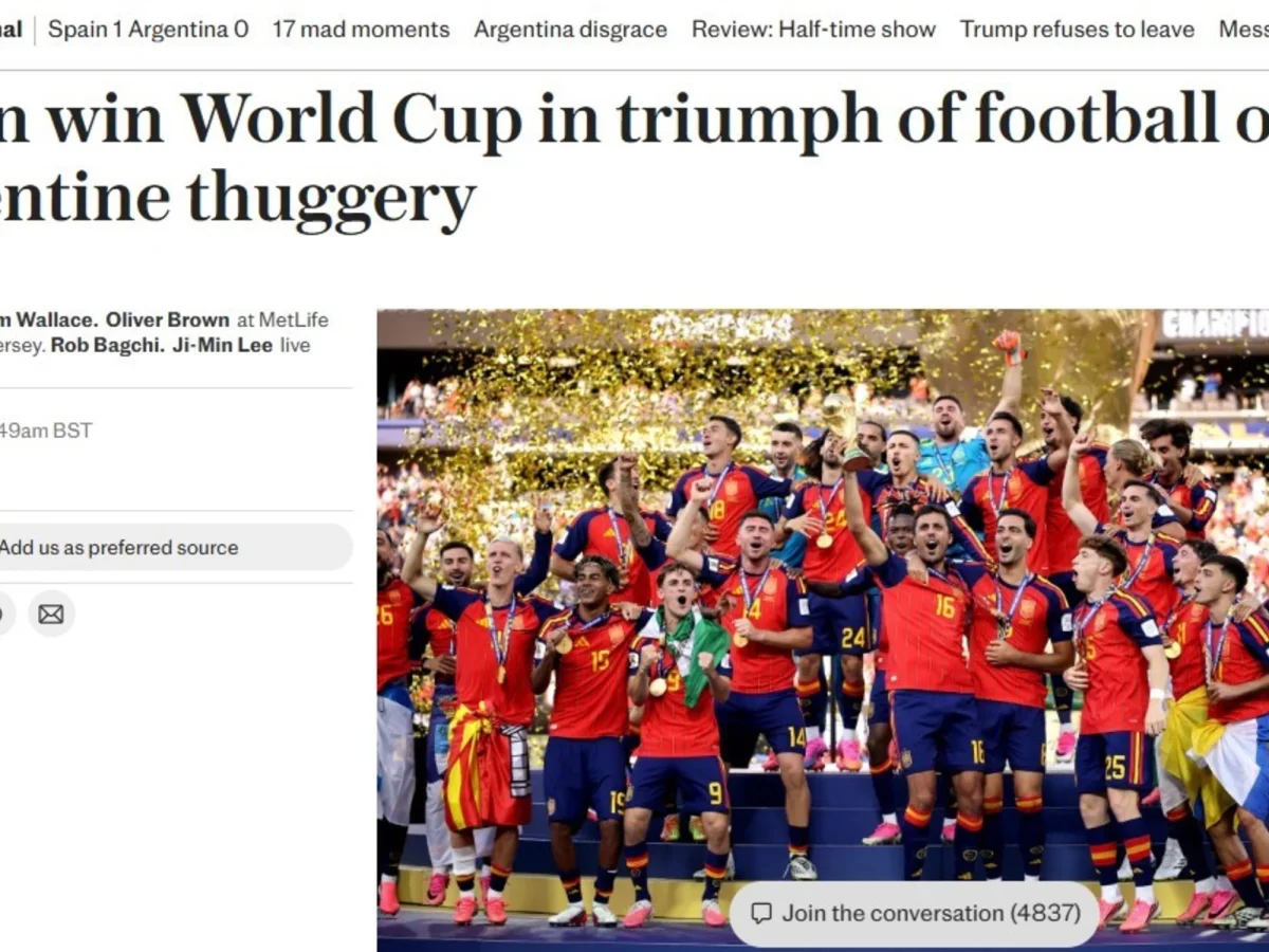 La victoria de España en el fútbol genera críticas hacia Argentina en medios internacionales