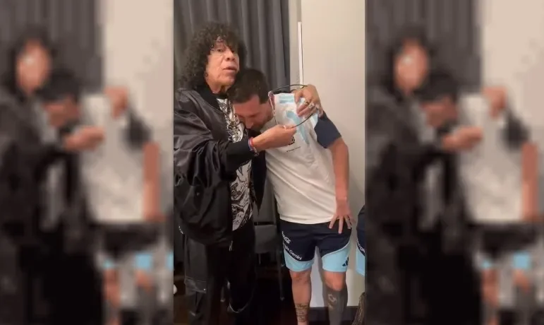 Lionel Messi y La Mona Jiménez: un encuentro inesperado en la concentración argentina