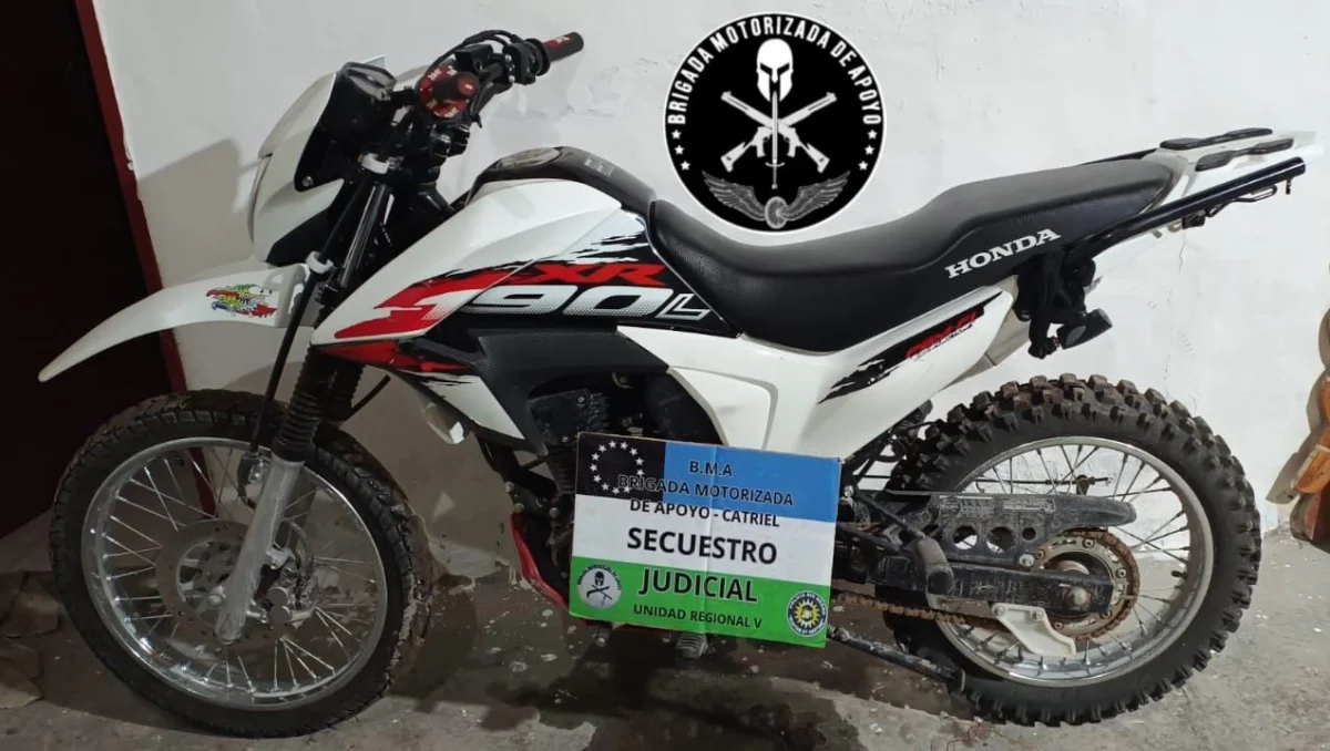 Motocicleta robada en Neuquén es recuperada en Catriel por la policía