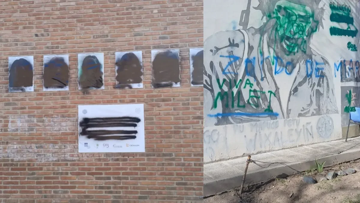 Repudio en la UNCO tras vandalismo de murales y placas de homenaje a estudiantes desaparecidos
